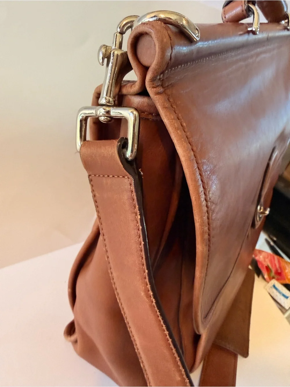 Coach Brown Leather Briefcase with Gold Hardware